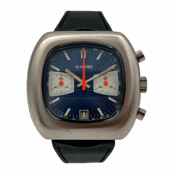 Ginsbo TV-Dial Reverse Panda Chronograph Valjoux 7734 Vintage Men's Watch