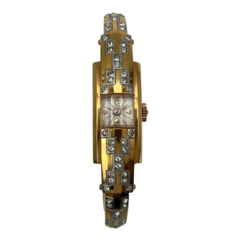 Doxa Spangenuhr Schmuckuhr Vintage Gold mit Zirkonia watcherswiss