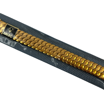 Robusto NOS Vintage Flexband Americ Metal Gold 18 mm watcherswiss